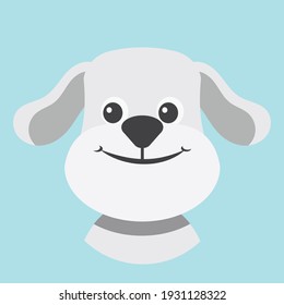 Animal Portrait with Flat Design fun Dog Vector Illustration