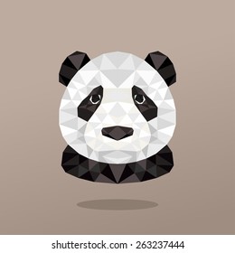 Animal Portrait With Polygonal Geometric Design Vector Illustration. Panda