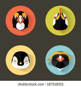 Animal Portrait Set with Flat Design / Vector Illustration