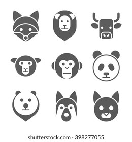 Animal Portrait Set. Vector Illustration