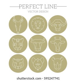 Animal Portrait Set. Vector Illustration