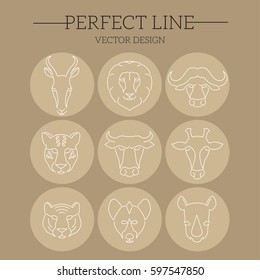 Animal Portrait Set. Vector Illustration