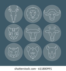 Animal Portrait Set. Vector Illustration