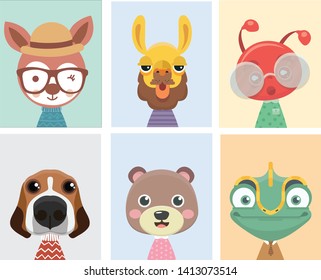 Animal posters for nursery.Can used for greeting cards.