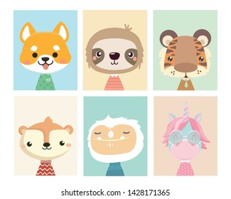 Animal posters for nursery.Can used for greeting cards.