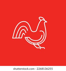 animal poultry chicken rooster farm meat line art minimalist modern clean logo design vector