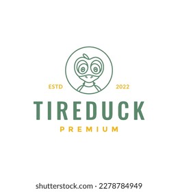 animal poultry duck tired lazy mascot cartoon minimal logo design vector