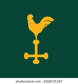 animal poultry rooster crowing over the house morning sunrise simple modern logo design vector