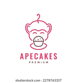 animal primate ape monkey face cake food taste sweet mascot minimal logo design design