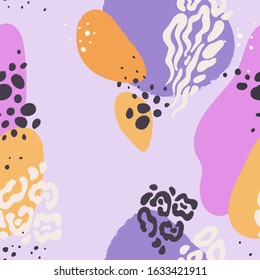 Impresión animal abstracta patrón sin fisuras en estilo memphis. Patrón de verano de moda. Vector 80, patrón de 90 sin fisuras.