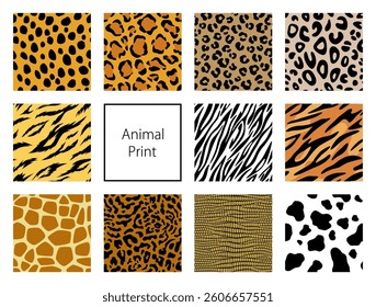 Animal print backgrounds include 11 different designs, Seamless vector