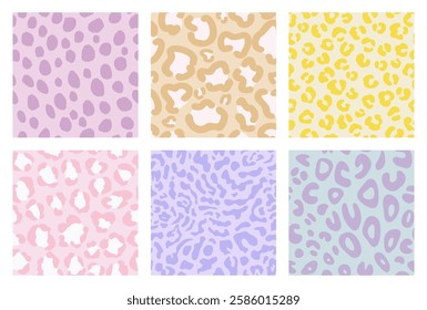 Animal print backgrounds include 6 different designs,  leopard, cheetah, jaguar patterns, in pastel colors