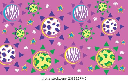Animal Print Doodle Skulls Seamless. Modern bright grunge background for girls.Sun seamless pattern.