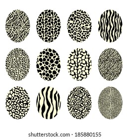 Animal Print Easter Eggs Collection. Vector Illustration