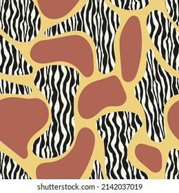 Animal print. Fashionable design. Hand drawn minimal abstract seamless pattern. Collage contemporary print.