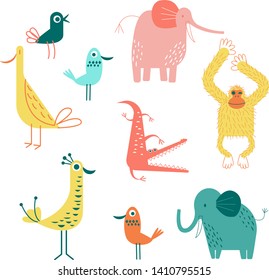 Animal print flat illustration on white