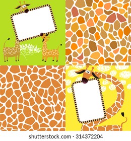 Animal print, giraffe texture background. Elements of greeting card. Vector