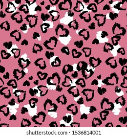 Animal print, heart leopard texture background