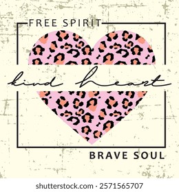 ANIMAL PRINT HEART TYPE AND LETTERING, SQUADE LEOPARD CALLIGRAPHY, GRUNGE BACKGROUND, PINK HEART, COFFE AND COLORFUL.