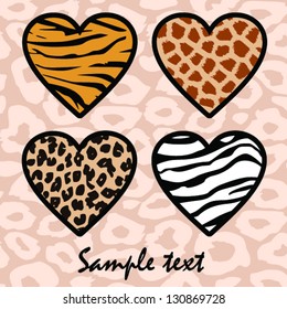 Animal print hearts background