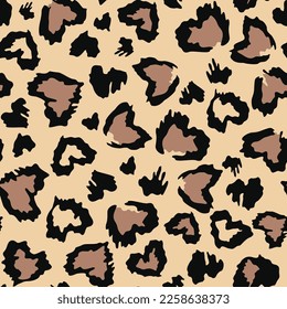 
Animal print leopard, pattern of hearts, vector fashion design for textile