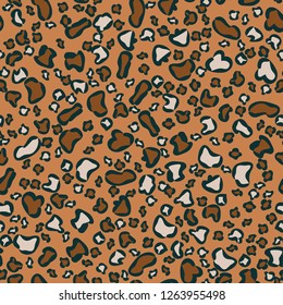 Animal print, leopard skin seamless pattern. Trendy colors