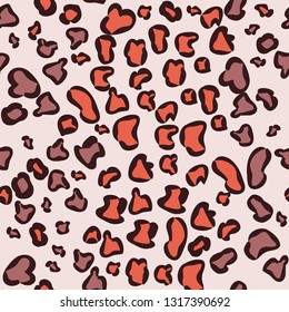 Animal print, leopard skin seamless pattern. Trendy colors