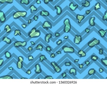 Animal print, leopard skin seamless pattern. Trendy neon mint colors.