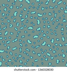 Animal print, leopard skin seamless pattern. Trendy neon mint colors.