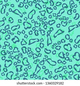 Animal print, leopard skin seamless pattern. Trendy neon mint colors.