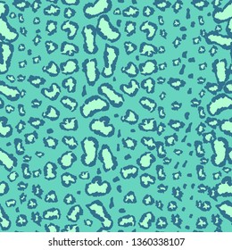 Animal print, leopard skin seamless pattern. Trendy neon mint colors.