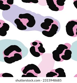 Animal print leopard spotty dots retro style. Seamless pattern repeating texture background. Vector illustration design.