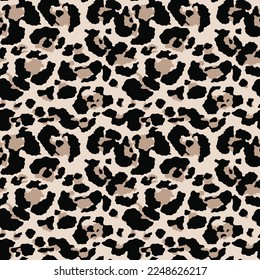 Animal print leopard vector pattern, modern trendy design, stylish leather background.