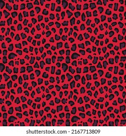 
Animal print leopard vector seamless texture, red trendy pattern for textile.