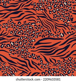 
Animal print leopard and zebra seamless mix background vector illustration for textile