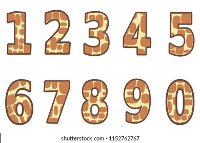 Animal print number font  vector 