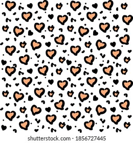 Animal print on transparent background. Hearts pattern for print, backdrop, web designs, decoration. Vector illistration.