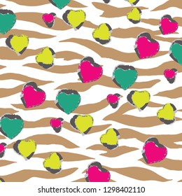 Animal print over Hearts pattern