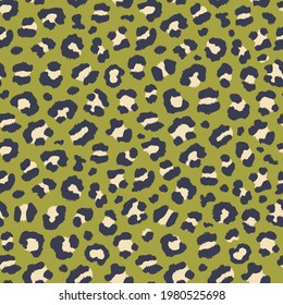 Animal Print Pattern Design. Green Leopard Seamless Vector Patten For Textile, Fashion, Home Décor, Fabric.