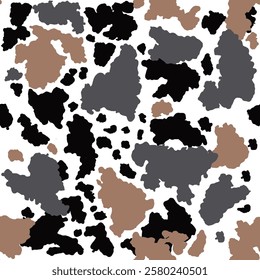 Animal print pattern seamless cow texture.Vector monochrome pattern.Abstract illustration,animal spot print,cow skin background.Design for cloth,wrapping,wallpaper,carpet