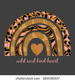 animal print in rainbow shape. For t-shirt graphic