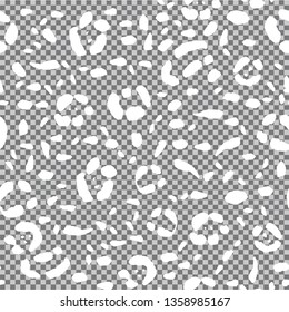 Animal print, seamless background, whites spots of a jaguar. Transparent background. Stock vector illustration.