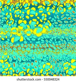 Animal print seamless on a stripes vector backgrounds. Vector leopard spots on a fur graphic abstract.