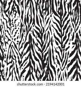 Impresión animal patrón sin fisuras rayas de tigre leopardo negro realista estilo piel salvaje moderno con vector de textura