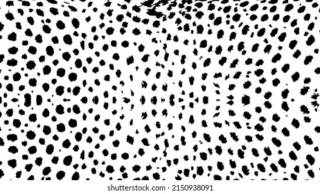Animal print seamless pattern design with irregular ink black spots on transparent background. Dalmatian, leopard pattern animal print.