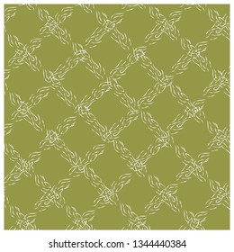 Animal print seamless pattern. Pastel green background. White animal ornament illustration. Sketch wrapping paper, textile, background. Vector illustration. 