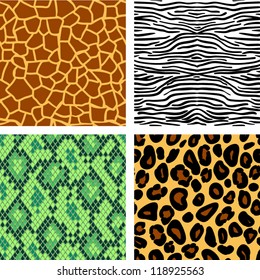 Animal print seamless patterns set, vector