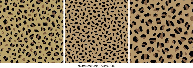 Tierdrucknahtlose Wiederholmuster in natürlichen Farben, grün, schwarz beige. Vektorgrafik Cheetah Leopard Feline Textur für Print-Gewebe Textil Hintergrund Papier Web