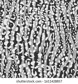 Animal print. Seamless Zebra and leopard pattern, monochrome black and white and grey background.