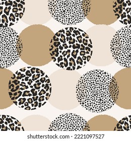 Animal print skin abstract vector hand-drawn seamles patterns with circles for textile design, paper, fabrics, digital, craft and ither design purposes